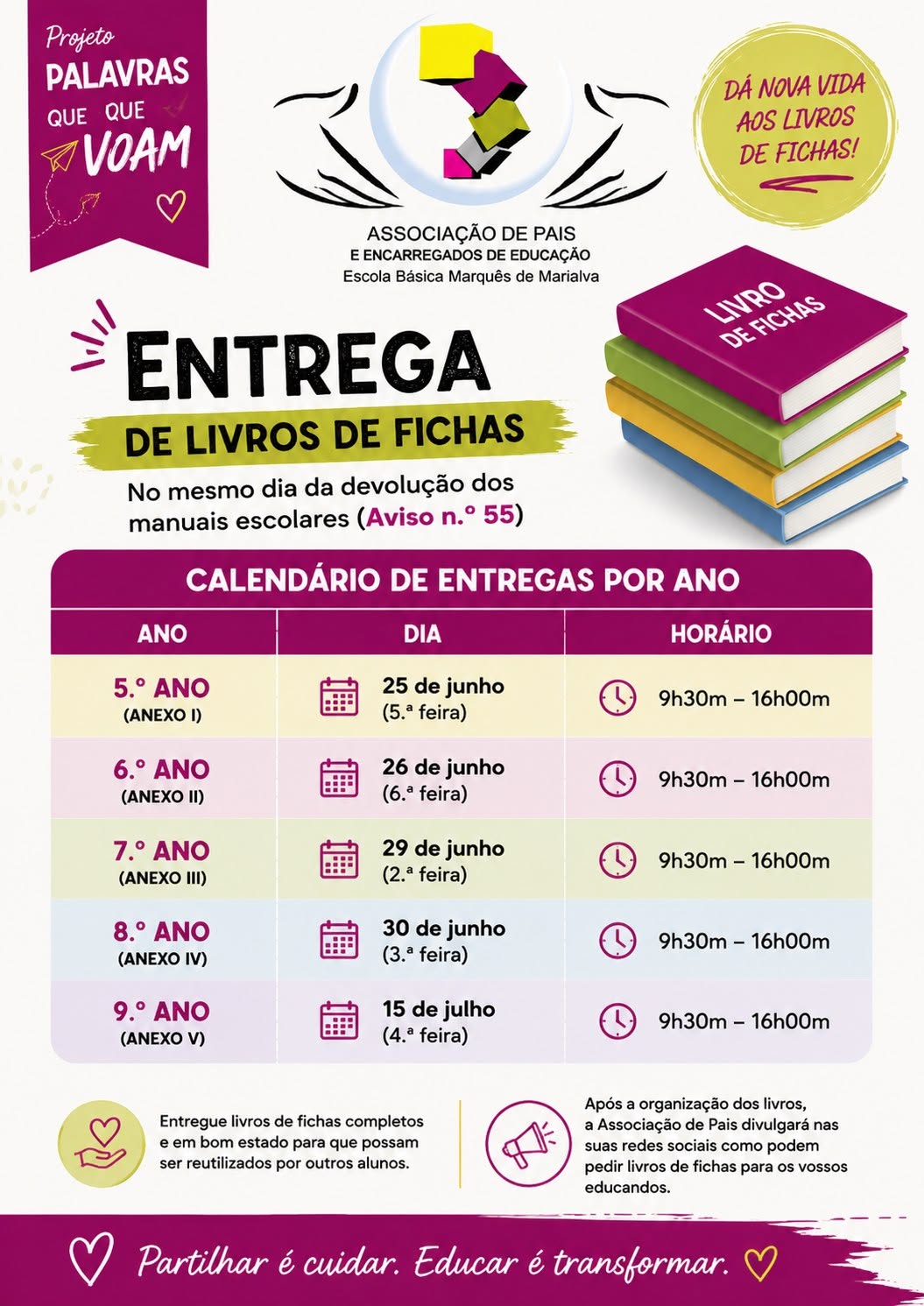Palavras que Voam – Banco Solidário de Livros de Fichas