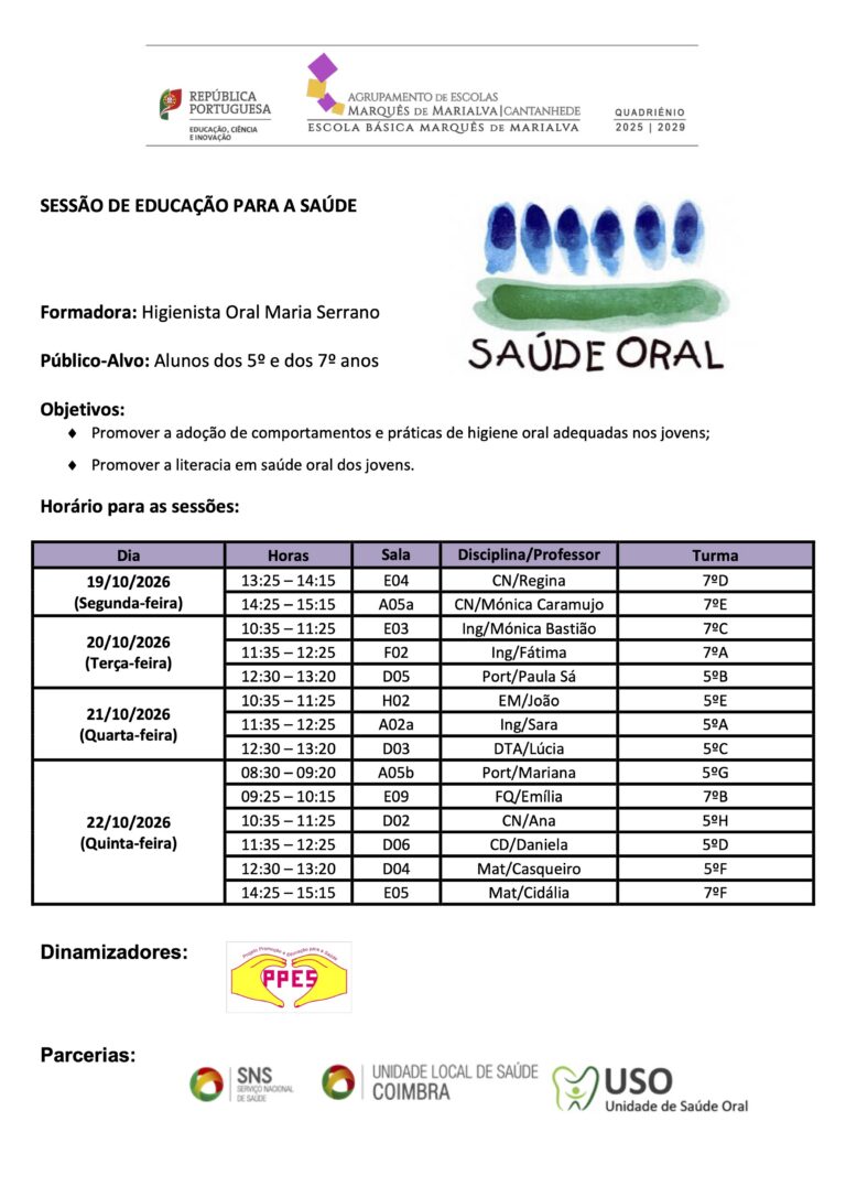 Cartaz Saúde Oral 2º e 3ºCEB 2026