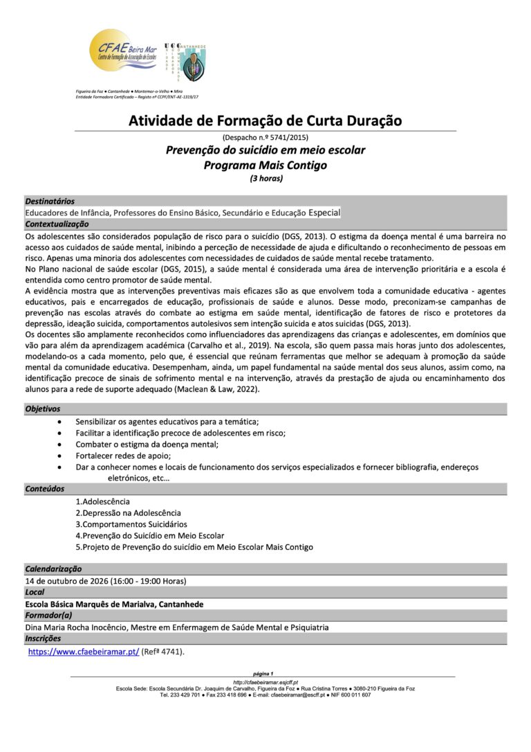Formação Professores CFAEBM - Mais Contigo 2026